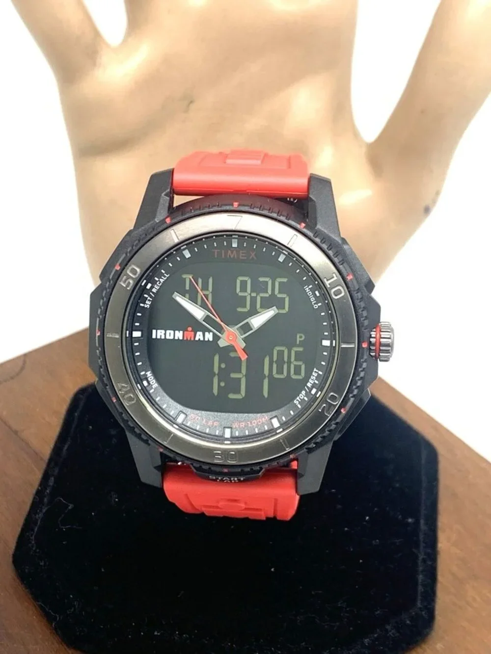 Timex Men's Watch TW5M55000 Ironman Quartz Sport Red Black Rubber Band 46mm
